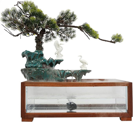 Water Fountain, Antique Indoor Desktop Water Fountains, Illuminated Waterfall with Atomizer, Tabletop Decor for Home, Office, Bedroom Desk Decoration - Bloomnest