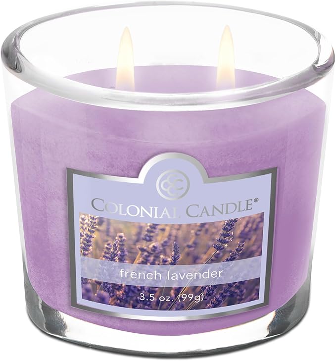 Colonial Candle French Lavender Scented Jar Candle, 2 Wick, 3.5 oz, Mottled Wax Candle - Bloomnest
