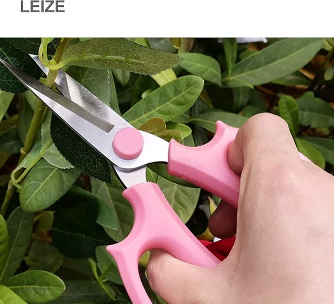 Leize Flower Scissors, Premium Thickened Stainless Steel Floral Shears, Strong Pruner for Flowers, Branches and Leaves (Grey Green Slender 2Pics) - Bloomnest