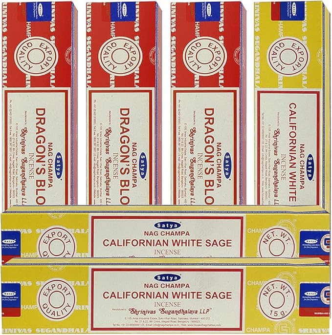 Dragons Blood White Sage Incense Sticks & Holder Bundle Variety Pack from House of Nag Champa Incense Sticks and Trumiri