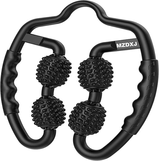 Cellulite Massage Tool Muscle Roller - Deep Fascia Massager & Dimpled Skin Remover for Legs, Thighs & Buttocks - Anti-Cellulite Roller, Smooth Skin, Pain Reliefs Black（Black - 4 Wheel） - Bloomnest