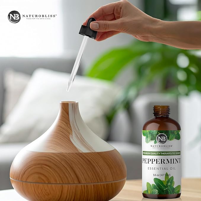 NaturoBliss Peppermint Essential Oil, 100% Pure and Natural Therapeutic Grade, Premium Quality Peppermint Oil, 16 fl. Oz - Perfect for Aromatherapy and Relaxation - Bloomnest