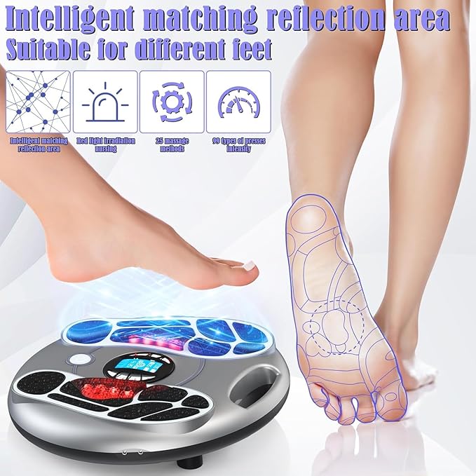 Foot Massager for Neuropathy, TENS & EMS Foot Circulation Stimulator for Pain Relief, Relieve Swelling, Cramps, RLS & Plantar, with Remote Control - Bloomnest