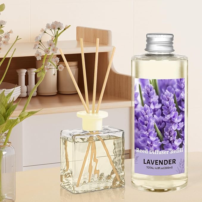 STRN Lavender Essential Oil Reed Diffuser Refill 200ml Long-Lasting Aromatherapy, Natural Fragrance Liquid with Eco-Friendly Bottle for Home, Bedroom, Spa - Bloomnest