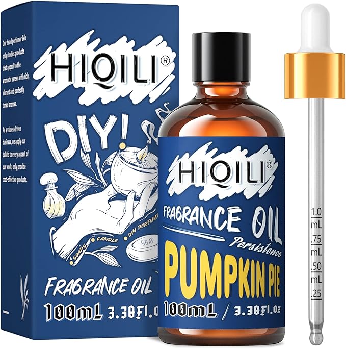HIQILI Pumpkinpie Pure Scented Fragrance Essential Oil for Diffuser Candle Soap Perfume Lotion Shampoo Making, 3.38 Fl Oz HIQILI