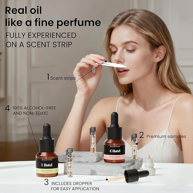 Essential Oil & Aromatherapy Diffuser Oils by The 1 Hotel Scent - Pepper, Lemon, Patchouli Notes. Premium 15mL Glass Dropper Bottle for Ultrasonic/Waterless Diffusers, Crafting 5-Star Hotel Fragrance - Bloomnest