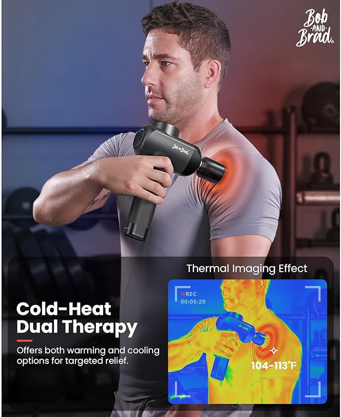 BOB AND BRAD X6 Pro Max Massage Gun with Heat-Cold and Metal Head Therapy, Percussion Deep Tissue Massager Gun for Athletes, Electric Muscle Massage Gun with 6 Replacements - Bloomnest