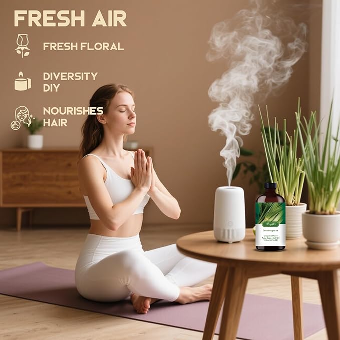 Lemongrass Essential Oil-Lemongrass Fragrance Oil 4.33oz (130ml)-100% Pure Natural Scent for Diffusers, Candles, Soap Making & Aromatherapy-Relaxing Home & Gift Essential Oil for Bath, Massage - Bloomnest