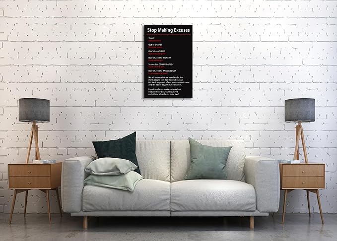 Motivational Stop Making Excuses Team Poster Inspirational Canvas Wall Art Inspiring Picture Prints Painting Artwork for Office Living Room Home Wall Decor Wood Framed Ready to Hang[24''W x 36''H] - Bloomnest