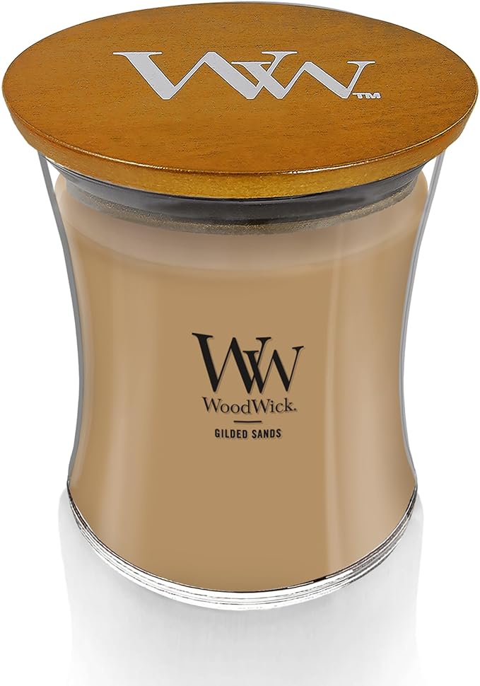 WoodWick Gilded Sands Scented, Medium Hourglass, Crackles as it Burns, Up to 50 hrs Burn time, Perfect for Gifting, 9.7oz - Bloomnest