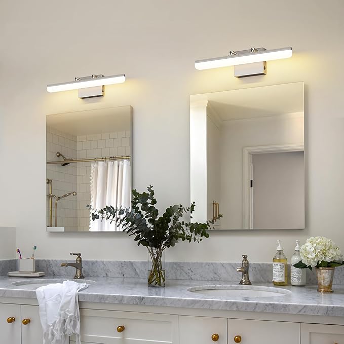 Brushed Nickel Vanity Light, 15.7” Dimmable LED Bathroom Light Bar with 5CCT, Adjustable Angle – Modern Wall Lighting for Bathroom, Powder Room, Bedroom, Apartment, Hotel - Bloomnest