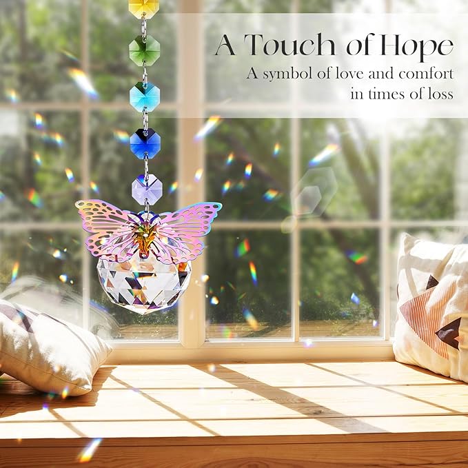 Sympathy Gift Baskets, Unique Memorial Gifts for Loss of Loved One, Bereavement Grief Gift Idea with Crystal Suncatcher, Condolences Gift Basket Box for Women, Sorry for Your Loss Mom Dad Friend Baby - Bloomnest