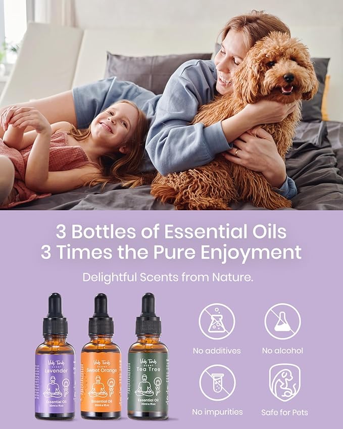 VTS Essential Oils - Lavender & Sweet Orange & Tea Tree, Premium Grade Essential Oils Set with Dropper for Diffusers, Humidifiers, Aromatherapy, Massage, Skin & Hair Care, 1 Fl Oz (Pack of 3) - Bloomnest