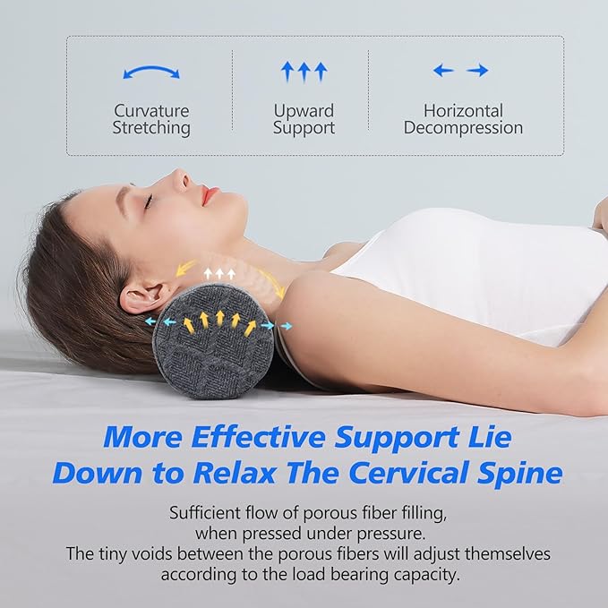 Cozyhealth Cervical Roll Pillow, Medium Soft Memory Foam Neck Round Pillow Cylinder Bolster Pillow for Sleeping, Round Neck Support for Bed, Legs, Back and Yoga (Grey, Medium - 3.9" H) - Bloomnest