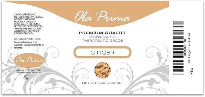 Ola Prima Ginger Essential Oil 8 fl oz – Therapeutic Grade Ginger Aromatherapy Oil - Bloomnest