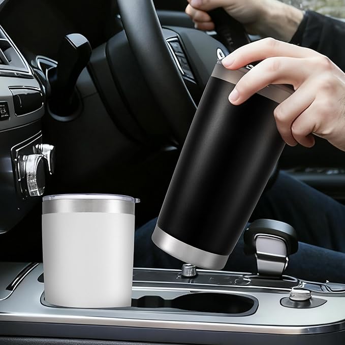 20 oz Tumbler Bulk with Lid Stainless Steel Insulated Tumblers Double Wall Vacuum Coffee Mug Powder Coated Tumbler Cups for Cold and Hot Drinks, Grey, 12 pack