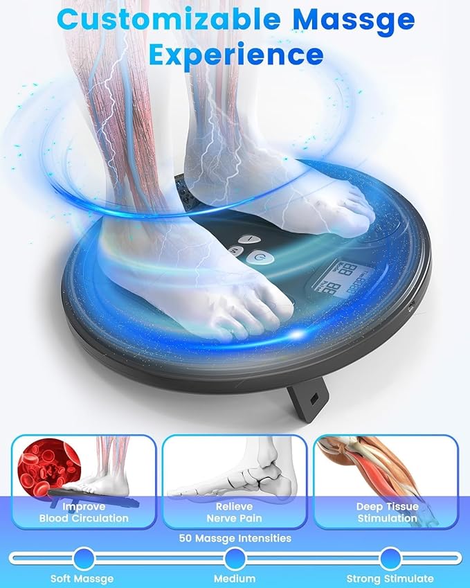 EMS Foot Massager for Neuropathy Foot Massager for Circulation and Pain Relief with TENS Unit Muscle Stimulator for Feet Body, Rechargeable Feet Massager,Health Expert Electronic Stimulator - Bloomnest