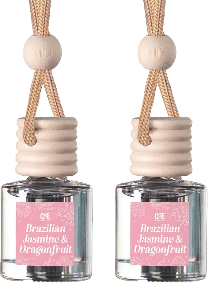 CANDECraftCo Car Air Hanging Fragrance Oil, Car Auto Freshener for Essential Oils, Scents Fragrance Aromatherapy Automobile Diffuser, Long Lasting (Braziian Jasmine & Dragonfruit) - Bloomnest