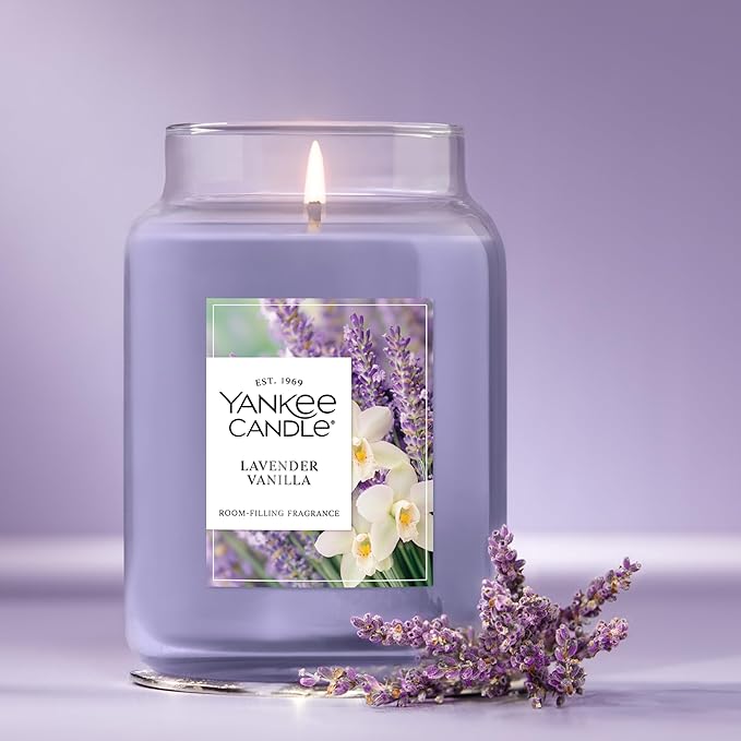 Yankee Candle Lavender Vanilla Scented Candle, 22oz Large Jar with up to 150 Hour Burn Time, Giftable - Bloomnest