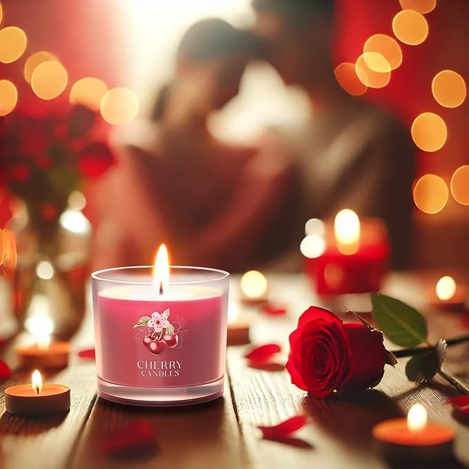 Cherry Candle, Scented Candles Gifts for Women, Candles Gift Set for Her, 3 Scented Votive Candles, Birthday Gifts for Women/Men (Red, 7 oz) - Bloomnest