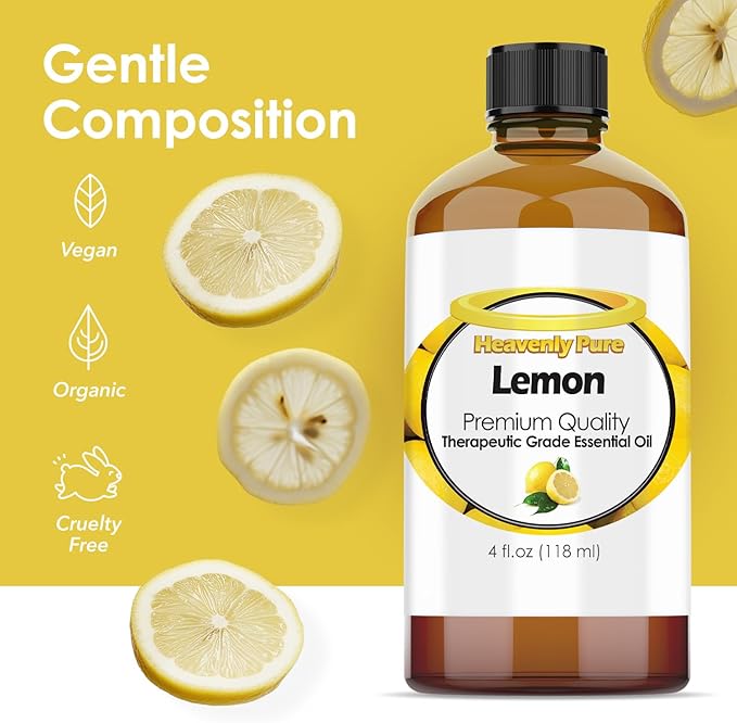 Lemon Essential Oil 4 oz with Dropper for Aromatherapy, Diffuser, Candle, and Mosquitoes (118 ml) - Bloomnest