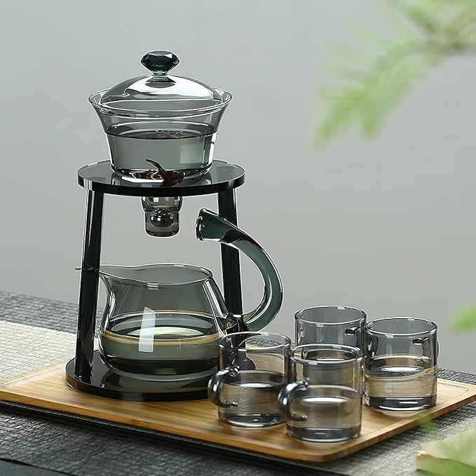 Semi Automatic Tea Set, Lazy Kungfu Tea Set, Lazy Kung Fu Drip Teapot, Magnetic Tea Pot With Magnetic Ball, Heat Resistant Gongfu Glass Teapot Set, Gift For Fathers Day, Thanksgiving Birthdays - Bloomnest