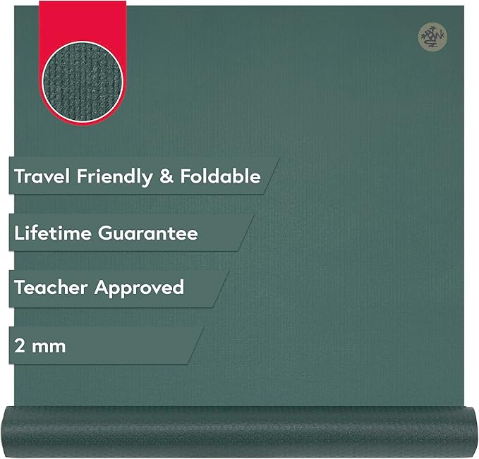 Manduka PRO Travel Yoga Mat - 2mm | Foldable & Travel Friendly | Lifetime Durability | Teacher Approved | Hygienic Construction - Bloomnest