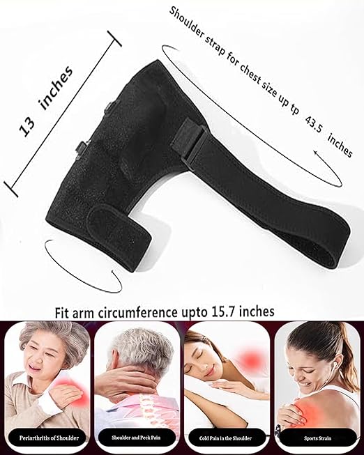 Shoulder Heating Pad - 3-Temperature USB Rechargeable, Adjustable Heat Wrap for Men & Women, Portable Cordless Shoulder Warmer (1 Pce Black-New) - Bloomnest