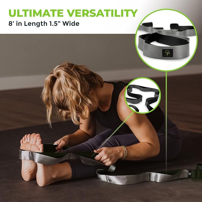 Gradient Fitness Stretching Strap for Physical Therapy, 12 Multi-Loop Stretch Strap 1.5" W x 8' L, Neoprene Handles, Physical Therapy Equipment, Yoga Straps for Stretching, Leg Stretcher. - Bloomnest