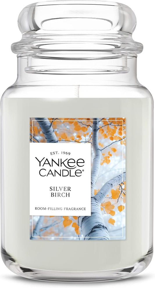 Yankee Candle, Silver Birch Fall Scented Candle, 22oz Large Jar with up to 150 Hour Burn Time - Bloomnest
