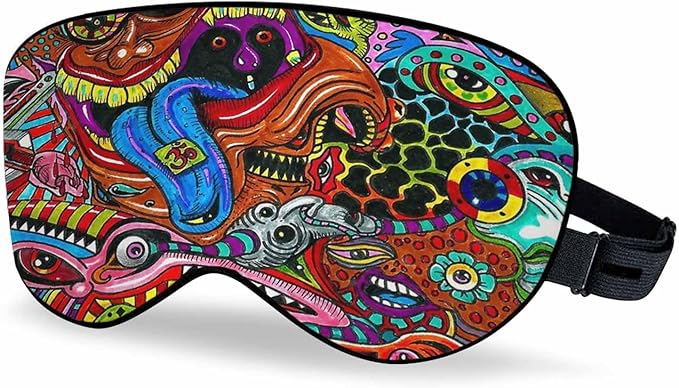 Tracery Sleep Eye Mask Ethnic Colorful Doodle Men Women Sleep Mask with Adjustable Strap Eye Cover Eye Shade for Travel, Nap,Meditation - Bloomnest