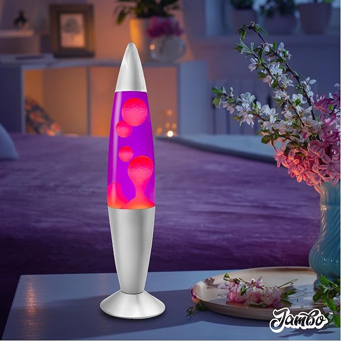 JAMBO 16" Beautiful Lamp- Purple with Pink Wax, Relaxing Liquid Light, Night Light Nightlight, Home Decor Living Room Office Bedroom Lamp for Adults Teens Kids, Magma Motion - Bloomnest