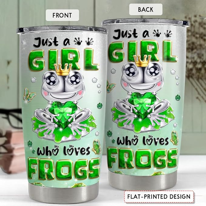 SANDJEST Frog Tumbler 20oz Girl Who Loves Frogs Cup Stainless Steel Insulated Tumblers Coffee Travel Mug for Girls Teen Gift for Birthday Christmas - Bloomnest