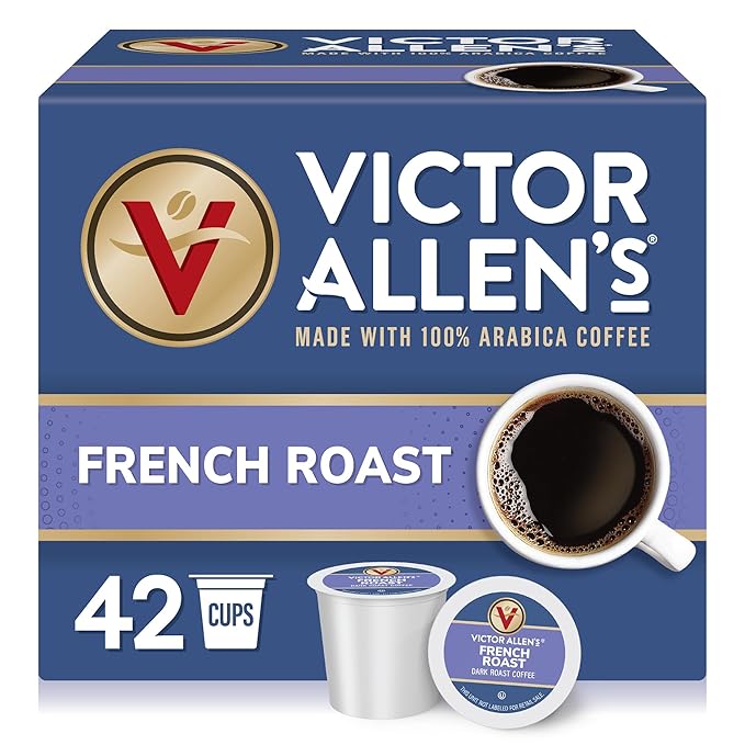 Victor Allen's Coffee French Roast, Dark Roast, 42 Count, Single Serve Coffee Pods for Keurig K-Cup Brewers - Bloomnest