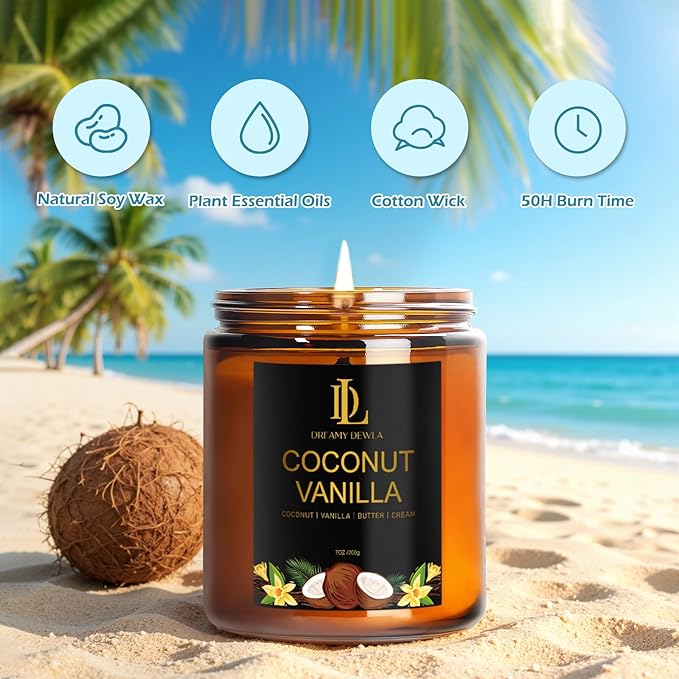 4 Pack Scented Candles Set, Natural Soy Candles for Home Scented, Gifts for Men Women Aromatherapy Candle Sets, Scents of Pink Sands/Coconut Vanilla/Bahamian Breeze/Pineapple Cocktail - Bloomnest