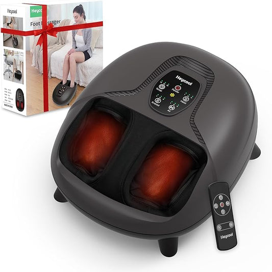 Shiatsu Foot Massager Machine with Heat,Feet Massager for Plantar Fasciitis Neuropathy, Soles & Instep Heating, Remote Control, Up to Men Size 14, Gift for Mom Dad - Bloomnest
