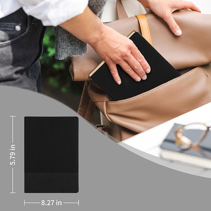 Lined Journal Notebook for Work College Ruled Note Book 5.79"x8.27" A5 PU Leather Daily Journaling 216 Pages for Women Men Writing Home School Supplies Business (BlackRed) - Bloomnest