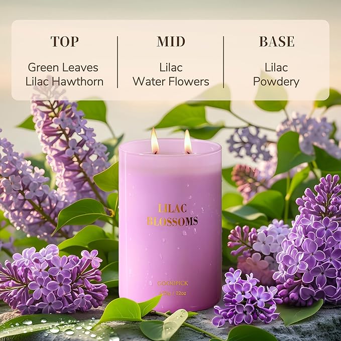 Goodpick Lilac Scented Candle, Mothers Day Soy Wax Candle, 22oz Long Burning 120H for Home Scented, Gifts for Women - Bloomnest