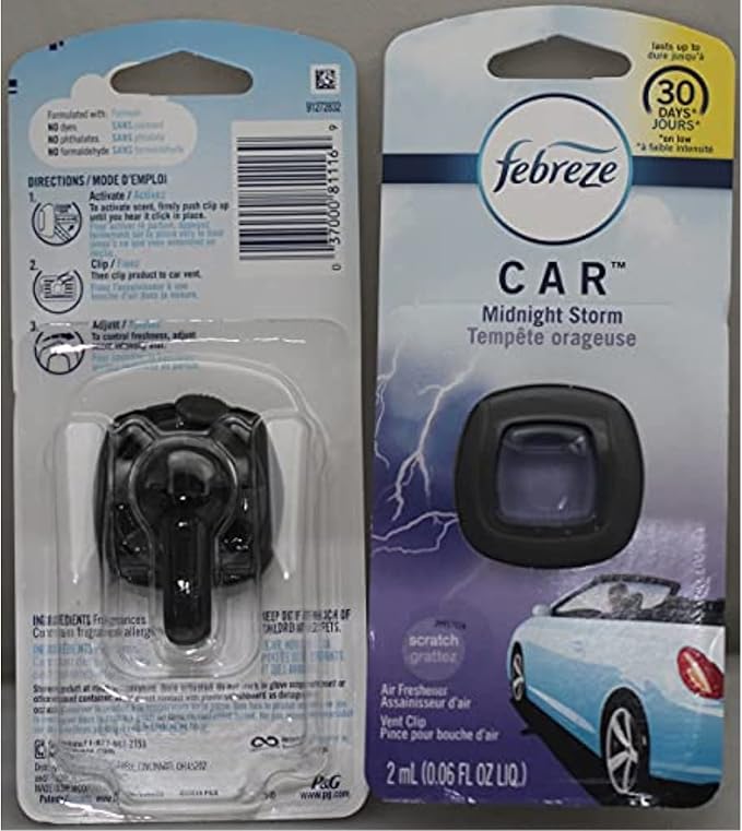 Febreze Car Vent Air Freshener, Midnight Storm, 0.06 Oz, Pack of 8 - Bloomnest