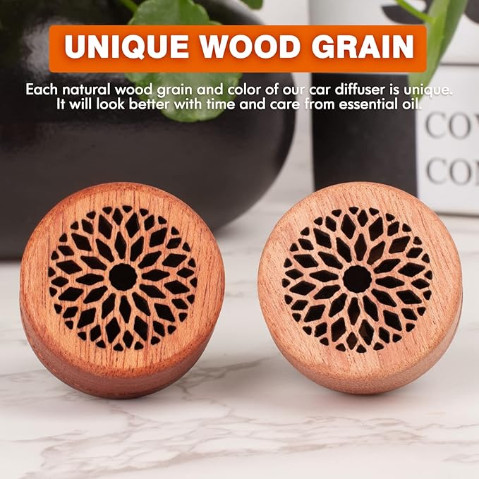 Essential Oil Car Diffuser, 2 PCS Flower Car Aromatherapy Wood Diffuser with Vent Clip - Bloomnest