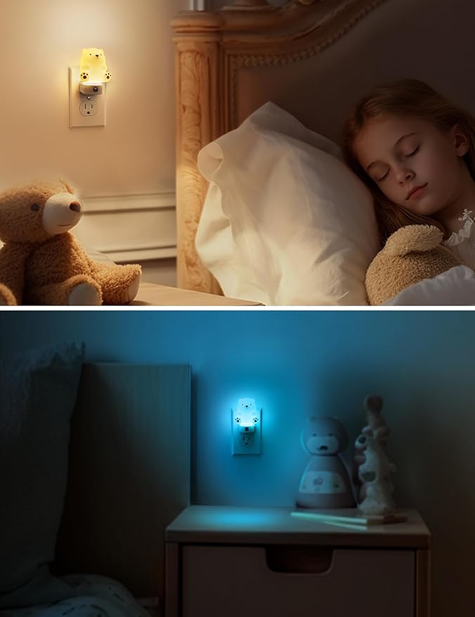 L LOHAS LED Night Light for Kids, 3D Cute Bear Night Light Plug in, Dusk to Dawn Nursery Night Lights, RGB+Soft White 3000K, 3 Lighting Modes, Christmas Birthday Gifts, Room Decor, Children - Bloomnest