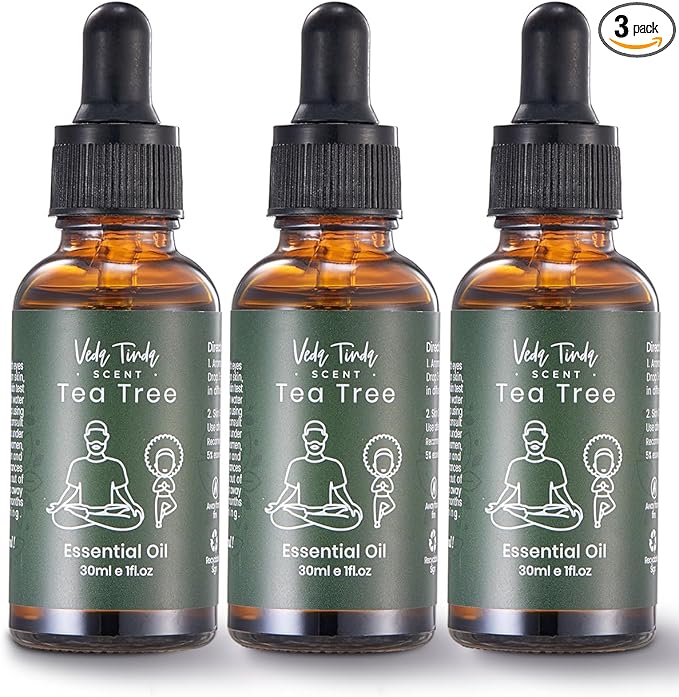 VTS Tea Tree Oil with Dropper, Natural Essential Oils for Diffuser, Humidifier, Aromatherapy, Toenail, Nail Care, Hair, Scalp, Skin Use, 1 Fl Oz (Pack of 3) - Bloomnest