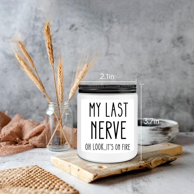 Homsolver Birthday Gifts for Women, Funny Friendship Gift for Friend - My Last Nerve Lavender Candle - Unique Best Friend Birthday Gifts for Women, Her, Mom, BFF, Sister - Bloomnest