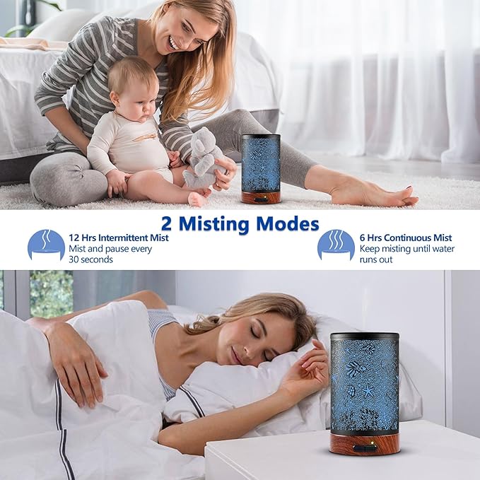 EQUSUPRO Aromatherapy Essential Oil Diffuser 150ml- Electric Cool Mist Aroma Diffuser with Intermittent Mode, Auto Shut-Off Protection, 7 Colors Changing LED Light for Home Office Decor & Gift (Sea) - Bloomnest