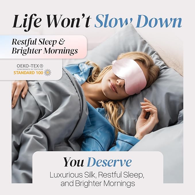Adjustable Silk Sleep Mask Eye Covers | 100% Pure 6A Mulberry Silk | Blackout & Hypoallergenic | Concealed Strap for Women & Men | for Sleeping & Travel (Pink) - Bloomnest