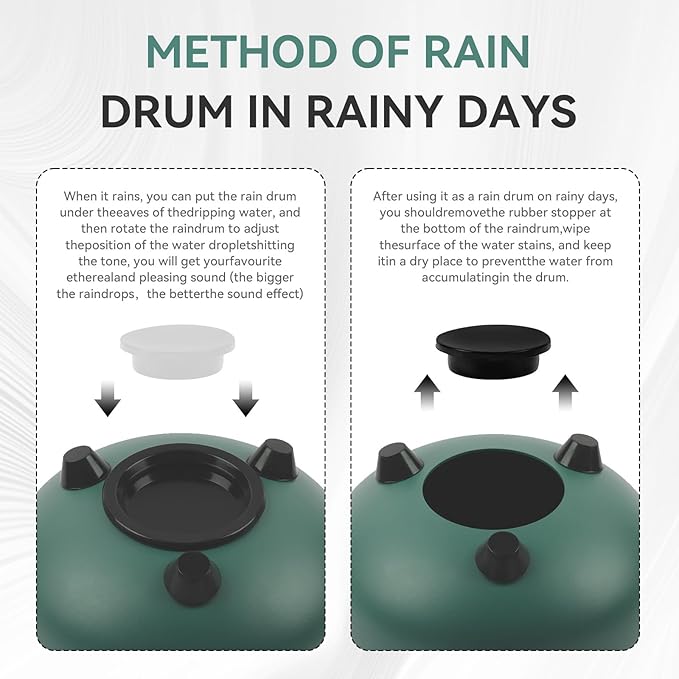 Rain Drum For Outside, Steel Tongue Drum 6 Inch 8 Notes, Tongue Drum with Mallets for Musical Education Entertainment Gifts (Dark Green, 6 Inch)