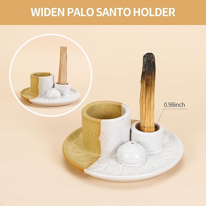 Palo Santo Sticks Holder, Multi-Purpose Handmade Ceramic Incense Burner for Palo Santo Incense Sticks, Sage Holder for Burning, Ash Catcher Tray for Meditation Yoga Room (Terracotta) ToolSentryX