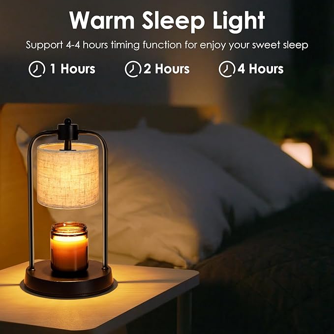 Candle Warmer Lamp Electric with Timer: Wax Melts Warmer - Dimmable Candle Wax Warmer Electric Candle Warmer with Replacement Bulbs, Bedroom Home Decor Compatible with Various Candles-Linen - Bloomnest