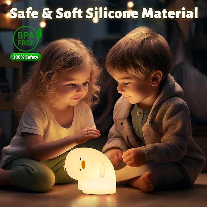 Attivolife Duck Night Light, Silicone Why Duck Lamp, Silica Gel Nursery Bedside Lamp with Dimmable Rechargeable, Best Decor for Bedroom Living Room Study, Creative Gift Idea for Baby Kids Friends - Bloomnest