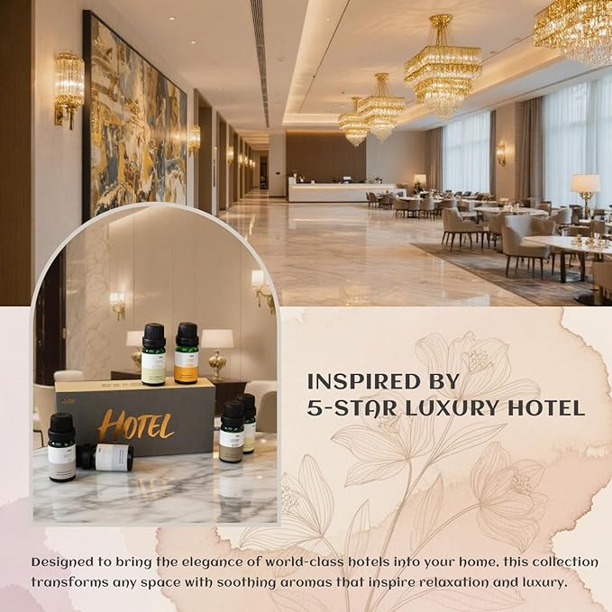 Hotel Fragrance Diffuser Oil Gift Set - Premium 6 x 10 ml, 0.34 fl oz, MitFlor Luxury Hotel Essential Oils Diffuser Scents - Inspired by The Hilton, Marriott, Shangri-La, Four Seasons, and W Hotel - Bloomnest